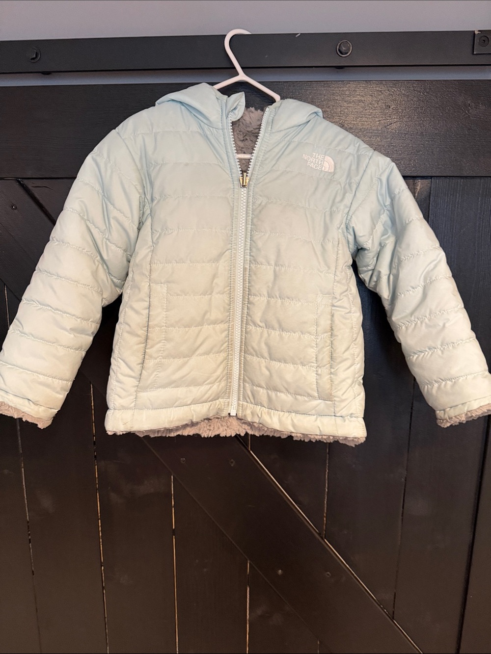 The North Face Pale Blue Hooded Puffer Jacket